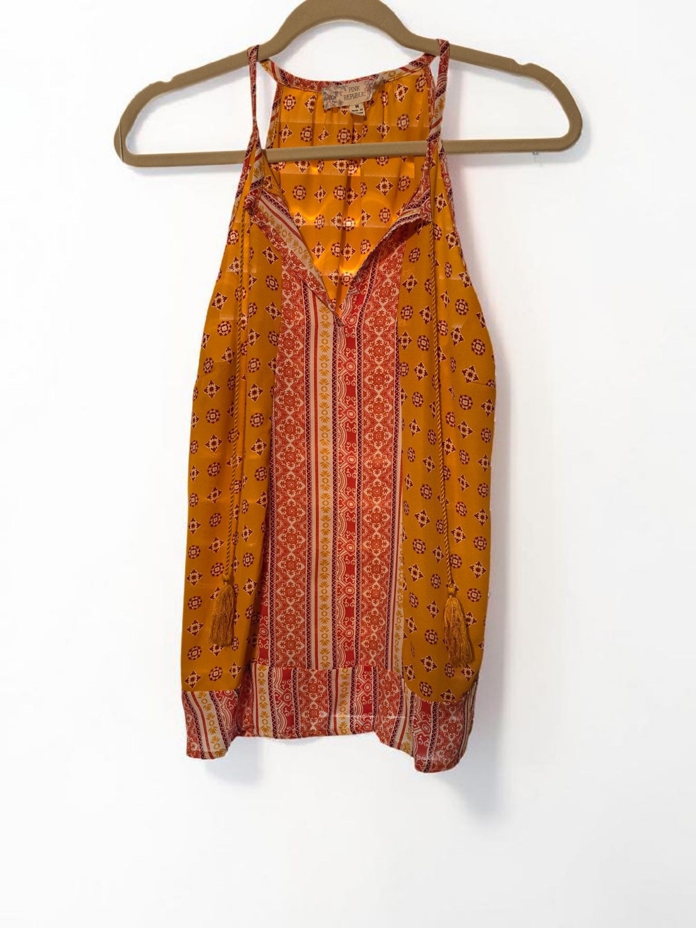 Pink Republic Mustard & Rust Boho Halter Camisole